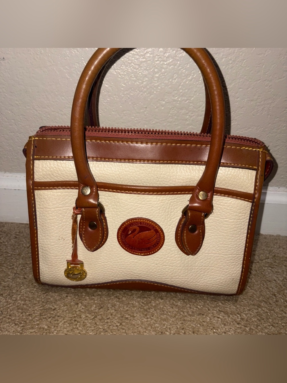 Dianne Berkely Bag American Leather Crafters Vintage Two Toned Pebble Leather